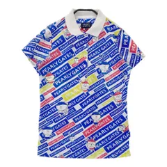 サイズ：0 PEARLY GATES パーリーゲイツ ×LINE FRIENDS 半袖ポロシャツ ロゴ総柄 ホワイト系 [240101584786] ゴルフウェア レディース ストスト