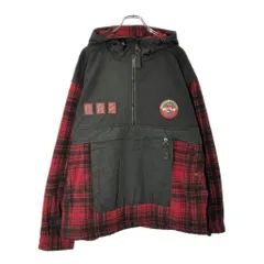 90年代 TOMMY HILFIGER トミーヒルフィガー アノラックパーカー フリースジャケット チェック レッド(メンズ L)中古 古着 V9439