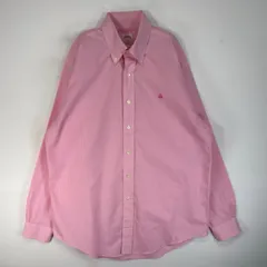 古着 ブルックスブラザーズ Brooks Brothers 長袖シャツ ロゴ 刺繍 346 ボタンダウン M  ピンク系 チェック メンズ