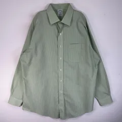 古着 ブルックスブラザーズ Brooks Brothers 長袖シャツ CLASSIC 胸ポケ カラーステイ L  グリーン系 ストライプ メンズ
