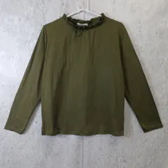 little lily リトルリリー レディース トップス カットソー フリルネック グリーン カーキ Mサイズ 〇□