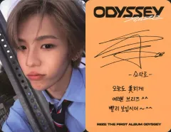 【中古】コレクションカード(男性) RIIZE/ショウタロウ(SHOTARO)/裏面オレンジ・印刷サイン・メッセージ入り/CD「ODYSSEY」(PACKAGE-UNIVERSE Ver.)封入フォトカード