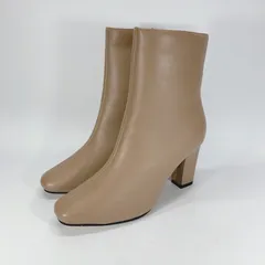 未使用に近い◯ Couture Brooch クチュールブローチ ショートブーツ ベージュ スクエアトゥ サイドジップ 23.5