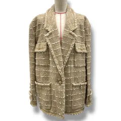 CHIC JOC チックジョック ツイードジャケット テーラードジャケット アウター ウール シルク ベージュ キラキラ オーバーサイズ 36サイズ レディース 秋 冬 ゴーゴー古着マルイファミリー溝口店 11 No.396