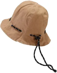 Ken R チューリップハット メンズ レディース リバーシブル バケットハット 巾着袋 2way 深め 大きいサイズ (カーキ（裏：カーキ）,  Free Size)