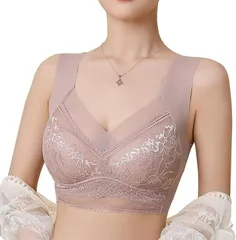 Ken R ブラジャー 着痩せ ノンワイヤー 胸を小さく見せるブラ 補正下着 脇肉 シームレス 大きいサイズ (ピンク,  3L)