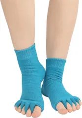 Ken R 5本指ソックス レディース セラピーソックス ヨガソックス 靴下 スリーピングソックス ペディキュア (ターコイズブルー,  Free Size)
