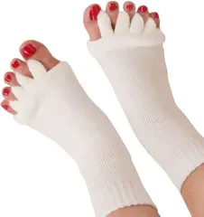 Ken R 5本指ソックス レディース セラピーソックス ヨガソックス 靴下 スリーピングソックス ペディキュア (ホワイト,  Free Size)