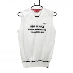 ニューバランスゴルフ ニットベスト 白 Vネック スニーカーワッペン ウール混  メンズ 4(M) ゴルフウェア New Balance