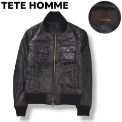 テットオム TETE HOMME 中綿 キルティング コットン ツイル ボンバー ジャケット スタンドカラー ブルゾン ジャンパー 総裏地 M ブラック モード デザイナー カジュアル ウェア メンズ