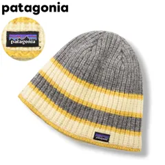 【希少】 【廃盤】 2010年製 パタゴニア patagonia スピードウェイ ウール ニット キャップ ビーニー 裏地 フリース ロゴ入り ONE グレー x イエロー アウトドア カジュアル ギア 帽子 雑貨 メンズ