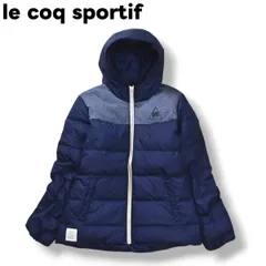 【デサント製】 ルコック スポルティフ le coq sportif フーデット キルティング ダウン ジャケット パーカー ウィンドブレーカー ジャンパー L ネイビー スポーツ カジュアル ウェア レディース ♪