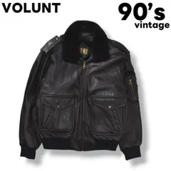 90s ヴィンテージ ボラント VOLUNT G－1 TYPE 牛革 カウハイド レザー ジャケット 革ジャン ブルゾン ボア ライナー L ブラック レトロ アメリカン カジュアル ウェア メンズ