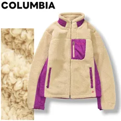 【美品】 コロンビア COLUMBIA オムニブロック OMNI－BLOC アーチャーリッジ ボア フリース ジャケット 中綿 キルティング M ベージュ x パープル アウトドア ウェア タウンユース レジャー レディース ♪