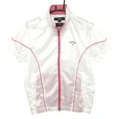 【美品】キャロウェイ 半袖ブルゾン 白×ピンク ダブルジップ ロゴ刺しゅう  レディース L ゴルフウェア Callaway