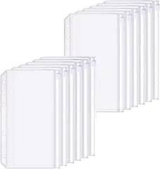 DFsucces バインダーポケット 6穴 システム手帳ポケット ルーズリーフ 書類ファイリングバッグ ファスナーポケット 小物収納 防水 PVC 透明 整理 紛失防止 ポータブル 一目瞭然 12枚 (透明-A6) AL435