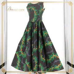 フラダンス 衣装 ワンピース ドレス ブラック系 ハワイアンプリント アロハ 植物柄 花柄 アロハ レッスン 練習 フラ ダンス ノースリーブ 華やか 大人っぽい かっこいい 上品 グリーン系 オレンジ系 グレイ系 黒 緑 橙 灰色 フラダンス衣装 ハワイ