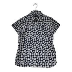 中古 レディース キャロウェイ Callaway 半袖ポロシャツ L ネイビー 花柄 総柄 かざあなメッシュ