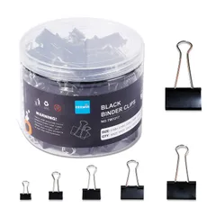 新品 Tenwin ペーパークリップ ダブルクリップ ミックスサイズ 100枚入れ 豆 小 中 大 書類整理 事務用品 オフィス用品 文房具 （ブラック）