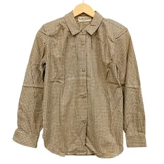 OG37 MOGA モガ ギンガムチェック 長袖 シャツ ブラウン系 レディース Lサイズ
