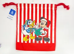 東京ディズニーランド 巾着(赤白) DISNEY CHRISTMAS ミッキー&ドナルド 当時物
