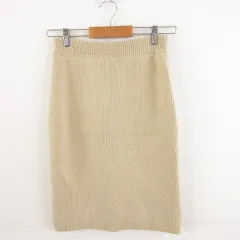 ロイヤルパーティー ROYAL PARTY ニットスカート タイト ひざ丈 ベージュ F *A249