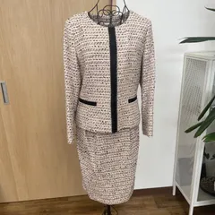 アンタイトル　ツイードセットアップ　ラメ　ママスーツ　白黒ピンク　管理番号SC004