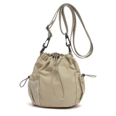 [FUPUTWO] スマホポーチ レディース 巾着 ショルダーベルト 旅行 軽量 カジュアル (カーキ) [カーキ]