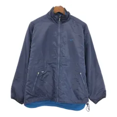 90年代 NIKE ナイキ リバーシブル ナイロン フリース ジャケット スポーツ ネイビー (メンズ M) 中古 古着 R5975