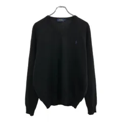 Polo by Ralph Lauren ポロ ラルフローレン Vネック ウールニット セーター ブラック(メンズ L)中古 古着 U6737