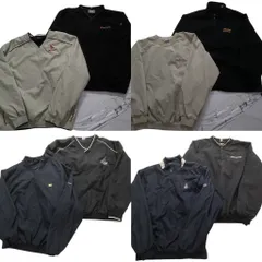 古着卸 まとめ売り ワンポイント プルオーバー ジャケット 8枚セット (メンズ Ｌ ) ハーフボタン スタンドカラー 単色NB6780