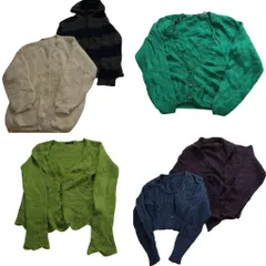 古着卸 まとめ売り モヘア混 カーディガン セーター 6枚セット (レディース ) フーディー ボーダー ケーブル編み NC6349