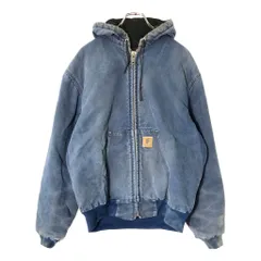90年代 USA製 Carhartt カーハート アクティブジャケットネイビー(メンズ LARGE REGULAR)中古 古着 V8586