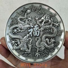 重工 彫刻 祥雲瑞獣 麒麟 大銅盤 銅製品 鎮宅辟邪 開運風水 招財 置物