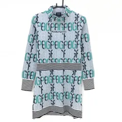 パーリーゲイツ 長袖ニットワンピース グレー×グリーン 英字総柄 ハイネック  レディース 1(M) ゴルフウェア 2024年モデル PEARLY GATES