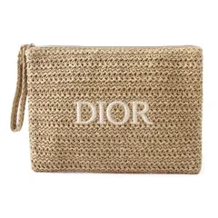 MWK25595 未使用 Dior Beauty ディオール ビューティー ロゴ ポーチ ノベルティ 非売品 ナチュラル 小物入れ 化粧ポーチ サマーポーチ