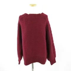 レプシィム ローリーズファーム LEPSIM LOWRYS FARM ケーブルニット セーター 長袖 ボルドー 赤 F *A68