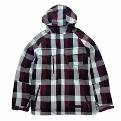 バートン スノボウェア メンズ L ボルドー × ブラック × ホワイト チェック柄 スキーウェア ナイロンジャケット 雪留め付 雪山に映える