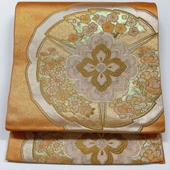 袋帯 幾何学模様 モダン 振袖などにも 金糸 銀糸 正絹 六通 Q864 袋帯 振袖用 モダン 金糸 銀糸 正絹 六通 SA063 - メルカリ