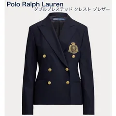 t) タグ付き未使用品 POLO RALPH LAUREN ダブルブレステッド クレスト ブレザー レディース サイズ表記:6 カラー:ネイビー ※アウトレット