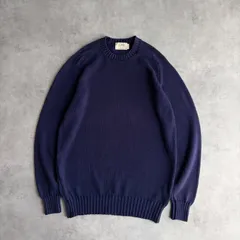 80s〜90sL.L.Bean/エルエルビーン/コットンニット/フリーダムスリーブ/プルオーバー/クルーネック/無地/ソリッド/ネイビー/紺/L/アメリカ製/USA製/jmaple