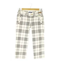 バーバリーブルーレーベル BURBERRY BLUE LABEL パンツ クロップドパンツ 小さいサイズ 34 ベージュ チェック柄 FQ521-119-01 /AO30 ■GY18