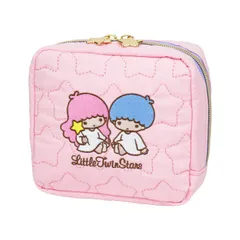 【リトルツインスターズ S2336995】 ポーチ スクエア 大きめ サンリオ キャラクター キティ キキララ おしゃれ かわいい 高校生 中学生 女の子 レディース キッズ 化粧ポーチ 小物入れ ファスナー マチあり 四角 赤 ピンク