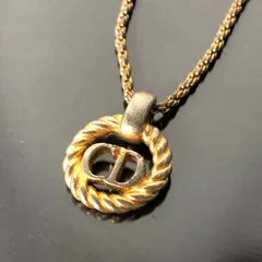 Christian Dior クリスチャンディオール ネックレス ゴールドカラー CDロゴ 全長約440mm 丸型 サークル ペンダント レディースアクセサリー■S170
