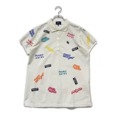 中古 レディース パーリーゲイツ PEARLY GATES 半袖ポロシャツ 2(L) 白 ホワイト ロゴ総柄