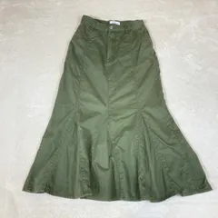 【スローブイエナ】スカート カーキ　36　ロング　LE DENIM コットン　ツイルヘム　フレアスカート 2021aw Y2K フェアリーグランジ