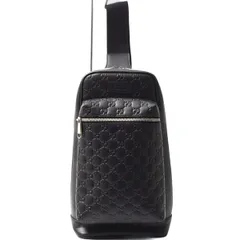 グッチ バッグ メンズ クロスボディバッグ 斜め掛けバッグ グッチシマ レザー ブラック GUCCI 450970 中古