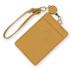 Jewel Beauty's Select パスケース リール付き 全24色 男女兼用 カードホルダー 定期入れ 伸縮 リール リボン ストラップ付き IDケース ＩD カードケース 学生証 社員証 IDカードホルダー (キャメル)