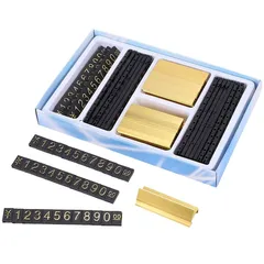 サムコス プライスカード プライスキューブ 35個入り 専用スタンド付き キューブ プライス台 セット プレート 値札 価格表示 見やすい 万の値まで表示可能 (ゴールド)