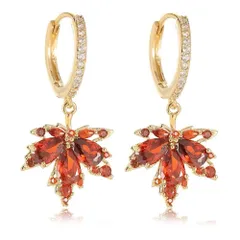 【人気商品】リング 金属アレルギー対応 ゆれる 大人 人気 ピアス レディース 18金イヤリング 耳飾りジルコニアおしゃれ VICAKERレッドカエデの葉ピアス プレセント